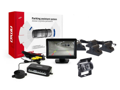 Zestaw czujników parkowania TFT01 4,3" z kamerą HD-501-IR 4 sensory czarne Truck