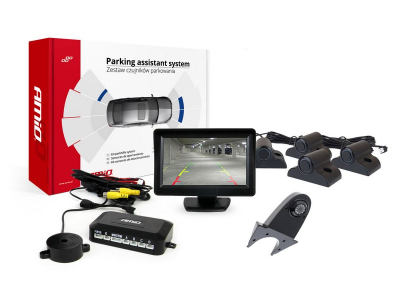 Zestaw czujników parkowania TFT01 4,3" z kamerą HD-502-IR 4 sensory czarne Truck