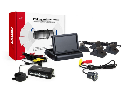 Zestaw czujników parkowania TFT02 4,3" z kamerą HD-308-LED 4 sensory czarne Truck
