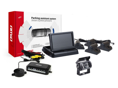Zestaw czujników parkowania TFT02 4,3" z kamerą HD-501-IR 4 sensory czarne Truck