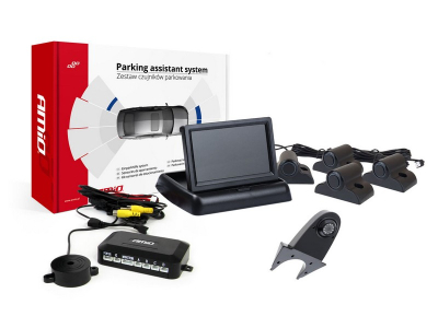 Zestaw czujników parkowania TFT02 4,3" z kamerą HD-502-IR 4 sensory czarne Truck