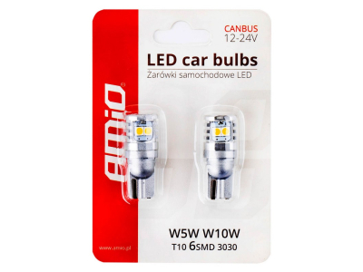 Żarówki LED CANBUS 3030 6SMD T10 W5W W10W White