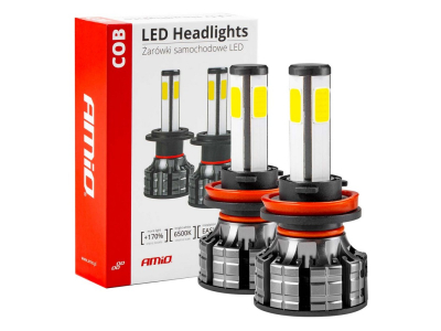 Żarówki samochodowe LED COB 4Side AMiO H8/H9/H11