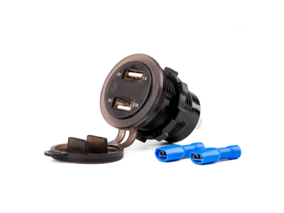 Wodoodporna ładowarka z gniazdami USB i testerem napięcia 2xUSB 12/24V MOD-06
