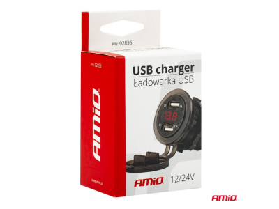 Wodoodporna ładowarka z gniazdami USB i testerem napięcia 2xUSB 12/24V MOD-06
