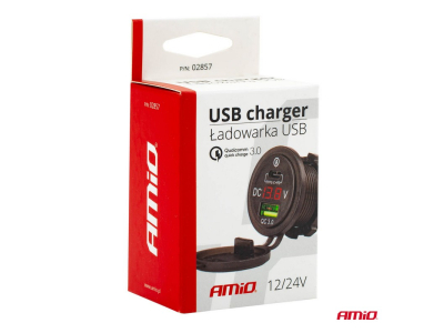 Wodoodporna ładowarka z gniazdami USB i testerem napięcia USB + USB C 12/24V MOD-07