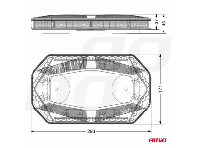 Belka ostrzegawcza LED WLB78 na magnes 293x171mm R65 R10 48LED 12/24V IP56
