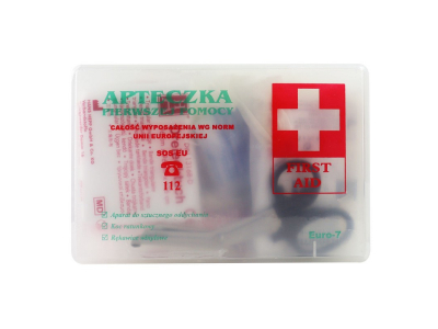 Apteczka samochodowa TYP B Euro-7 przezroczysta