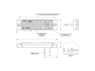 Lampa obrysowa z odblaskiem HOR 41, diodowa 12/24V BIAŁA