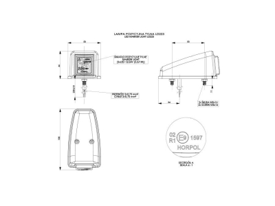 Lampa obrysowa HOR 44 narożna, diodowa 12/ 24V CZERWONA