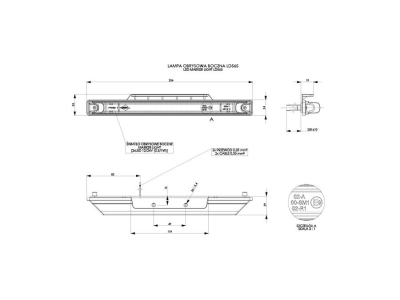 Lampa obrysowa z odblaskiem HOR 61, diodowa 12/24V pomarańczowa (wieszak+zacisk 0,5m)