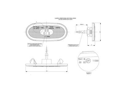 Lampa obrysowa pomarańczowa, owalna z odblaskiem HOR 59, diodowa 12/24V