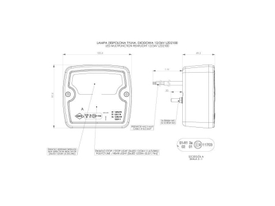 Lampa zespolona tylna HOR 74, bez oświetlenia tablicy rejestracyjnej, diodowa 12/24 V