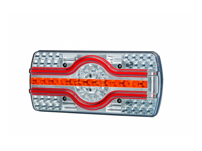 Lampa zespolona tylna HOR 89, EMA - 4 funkcyjna, diodowa 12/24 V, (oświetlenie tablicy rejestracyjnej boczne, przewód okrągły 5x0,5 mm2, długość 2 m)