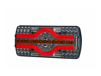 Lampa zespolona tylna HOR 89, EMA - 4 funkcyjna, diodowa 12/24 V, (oświetlenie tablicy rejestracyjnej boczne, przewód okrągły 5x0,5 mm2, długość 2 m)