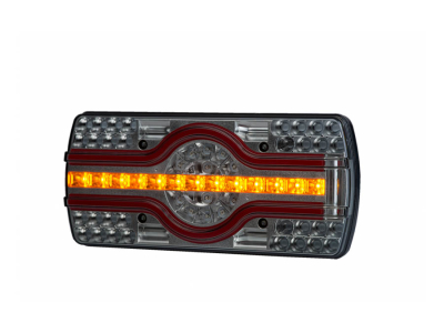 Lampa zespolona tylna HOR 89, EMA - 4 funkcyjna, diodowa 12/24 V, (oświetlenie tablicy rejestracyjnej boczne, przewód okrągły 5x0,5 mm2, długość 2 m)