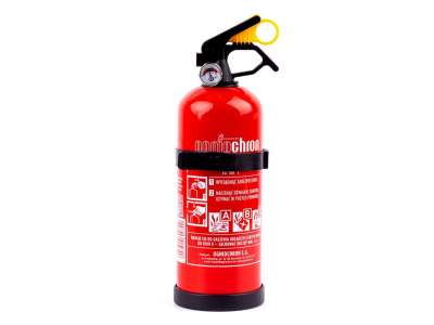 Gaśnica proszkowa ABC z manometrem i wieszakiem, 1 kg