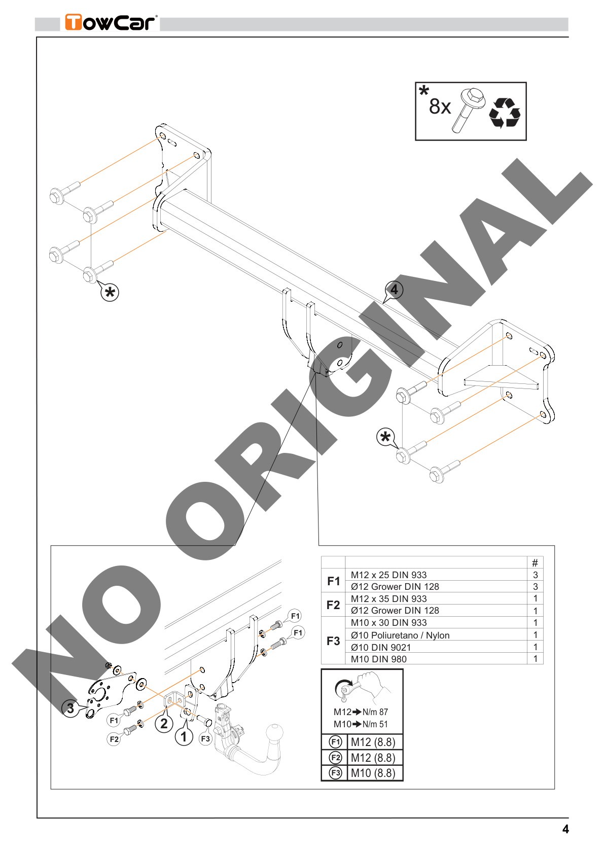 Schemat konstrukcji haka ARAGON E0408CV do Audi A8