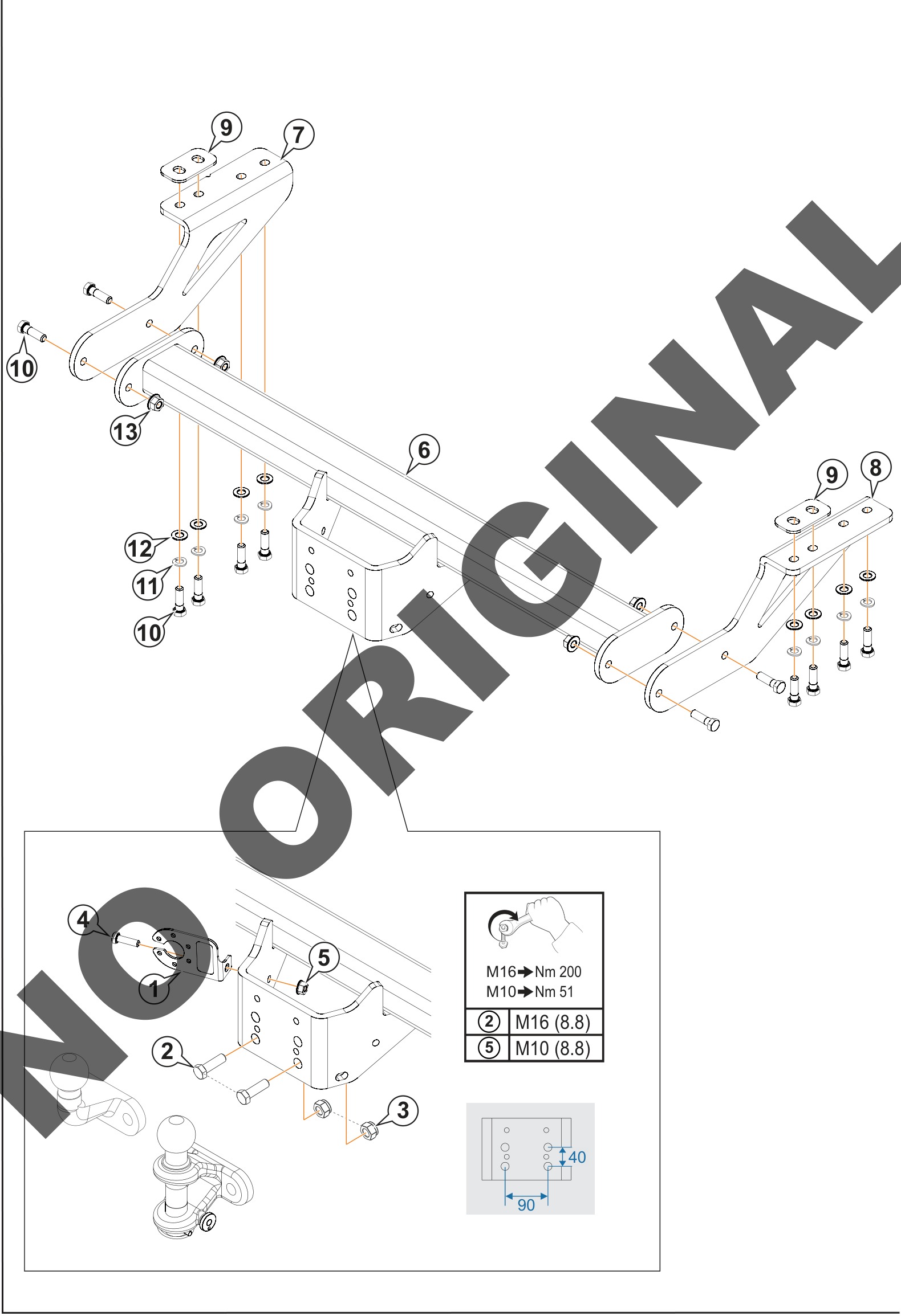Schemat konstrukcji haka ARAGON E8100AC