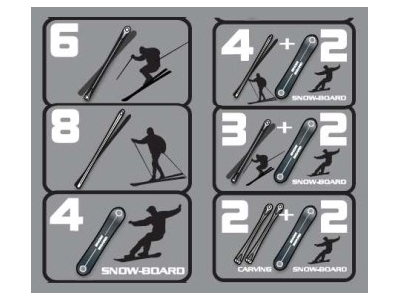 Uchwyt na narty snowboard Green Valley RIDER 5 długi 620mm