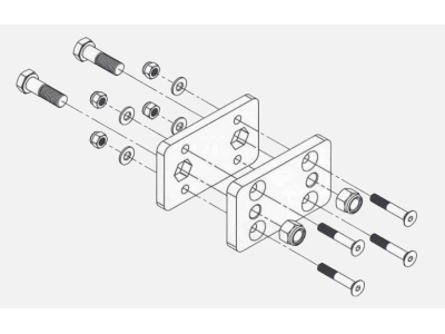 Adapter / Przejściówka kuli kutej z 2 otworów 90mm na 4 otwory 83x56mm