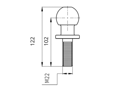 Kula haka gwintowana M22 z homologacją MARTEC KL-3-ECE