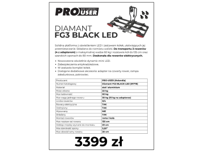 Zalaminowana karta produktowa A4 opis cenowy Pro-User FG3 Black LED