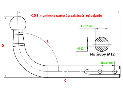 DOBIERANA INDYWIDUALNIE odkręcana kula haka holowniczego