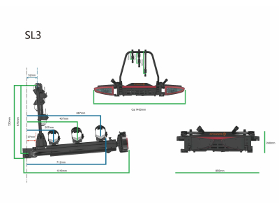 Bagażnik platforma rowerowa na hak SPINDER SL3 LED | przesuwny i składany