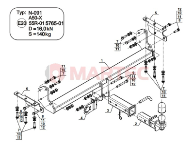 Hak z kulą odkręcaną STEINHOF N-091