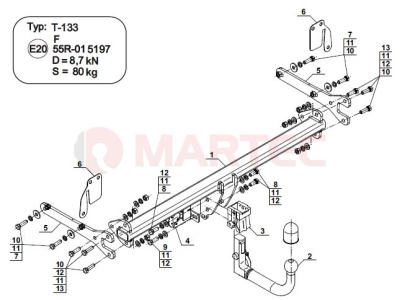 Hak z kulą wypinaną pionowo STEINHOF T-133